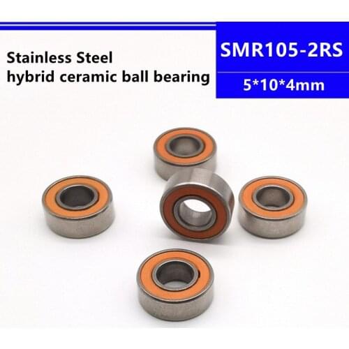 10pcs/50pcs SMR105-2RS 5*10*4mm Stainless Steel Hybrid Si3N4 Ceramic Ball Bearing fishing gear line wheel 5x10x4mm SMR105C 2OS
