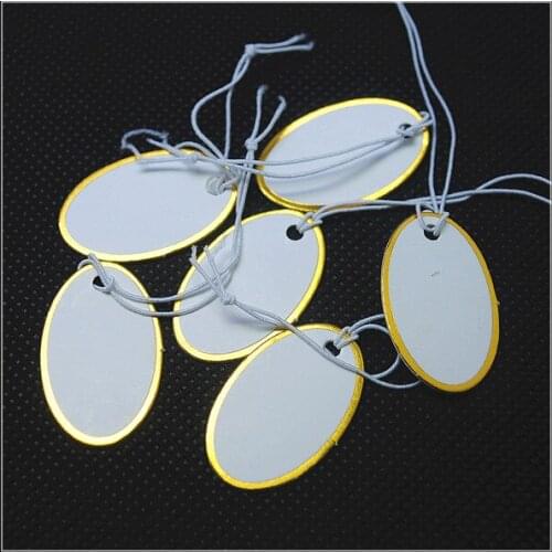 1000pcs new price tags jewelry labels paper tags with golden colors size 27x17mm oval shape for craft pirce and tags