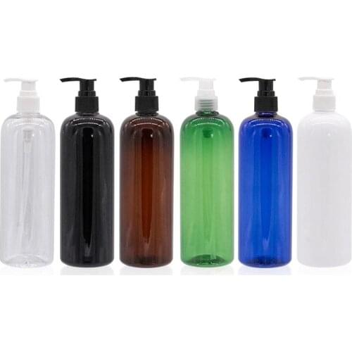 14pcs 500ml Black Lotion Pump white Plastic Bottles,Dispenser Liquid Soap Cosmetics Container For Shampoo Shower Gel