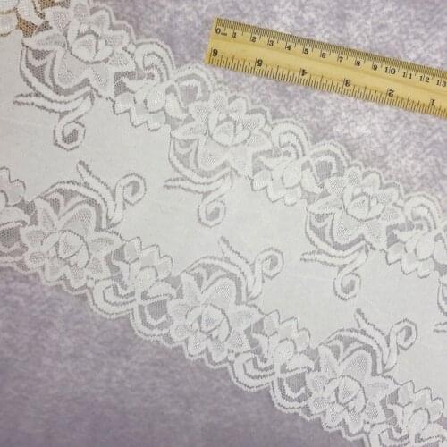 #80 White Lace 14.5CM Wide 2 yards/lot Stretch Elastic Lace Fabric Edge Trim DIY Sewing Supplies Home Party Clothing Material
