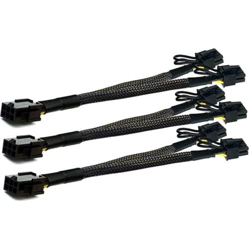 3 Pcs Pci-E 6-Pin to Dual Pcie 8-Pin (6+2) Graphics Card Pci Express Power Adapter GPU VGA Y-Distributor Extension Cable