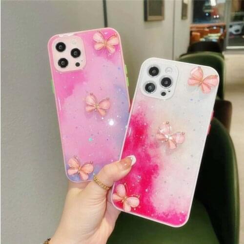 3D Butterfly Colorful Glitter Stars Phone Case For OPPO A9 2020 A5 A5S A8 A31 A7 A15 A52 A53 F17 Pro F9 Reno 2Z 4 5 C2 C12 Cover