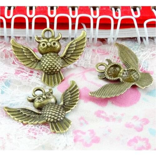 23.7x30mm 40pcs Antique Bronze Plated Owl Handmade Charms Pendant DIY for bracelet necklace