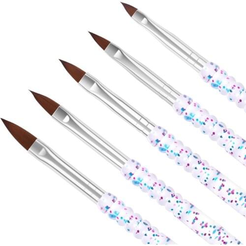 5pcs/lot Nail Art Crystal Brush Acrylic UV Gel Builder Painting Pen Carving Tips Manicure Salon Tools