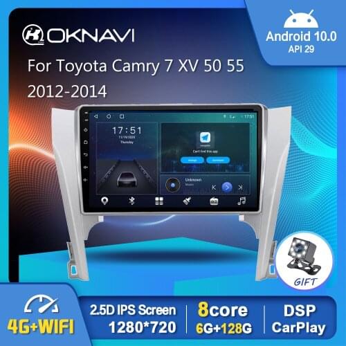 Newest Android 10.0 Car Radio For Toyota Camry 7 2012-2014 GPS Multimedia Stereo Auto Player Carplay 6G 128G DSP No 2 din DVD