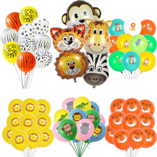 Cyuan Lion Tiger Zebra Monkey Animal Shape Foil Balloons Jungle Party Favors Latex Balloons Kids Safari Birthday Wild One Balls
