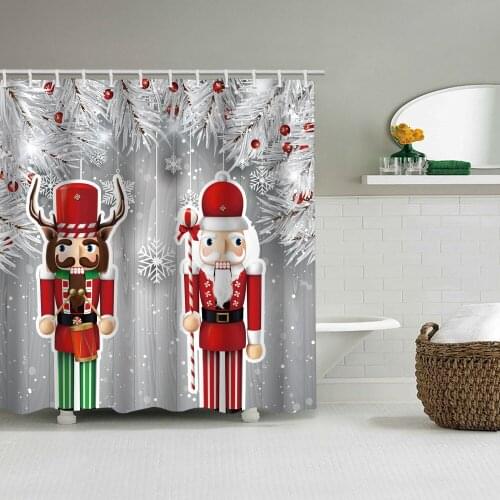 Cartoon snowflake wood shower curtain Christmas holiday printing waterproof bathroom partition curtain bathroom curtain