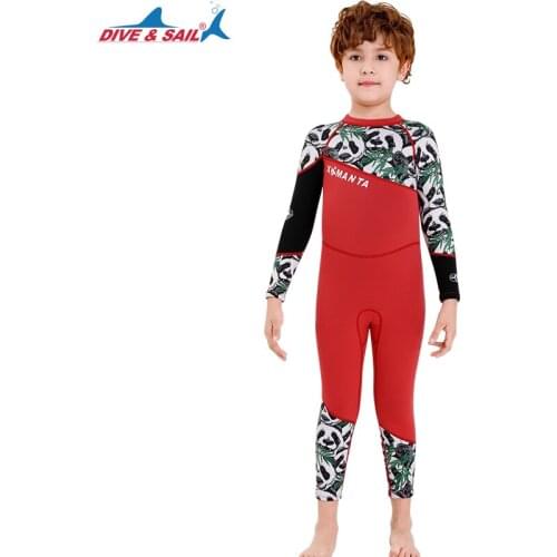 Kids Wetsuit Neoprene 2.5mm Thick Long Sleeve One Piece Back Zip UV Protection Sun Protection Sunsuit Wetsuit for Girls Boys