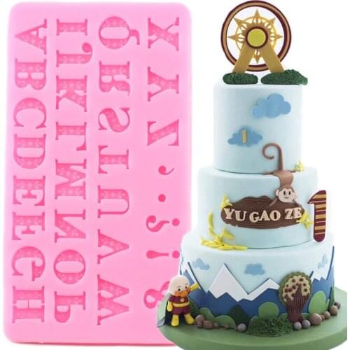 Capital Letters Silicone Mold Baby Birthday Cake Border Fondant Molds Chocolate Candy Cupcake Topper DIY Cake Decorating Tools