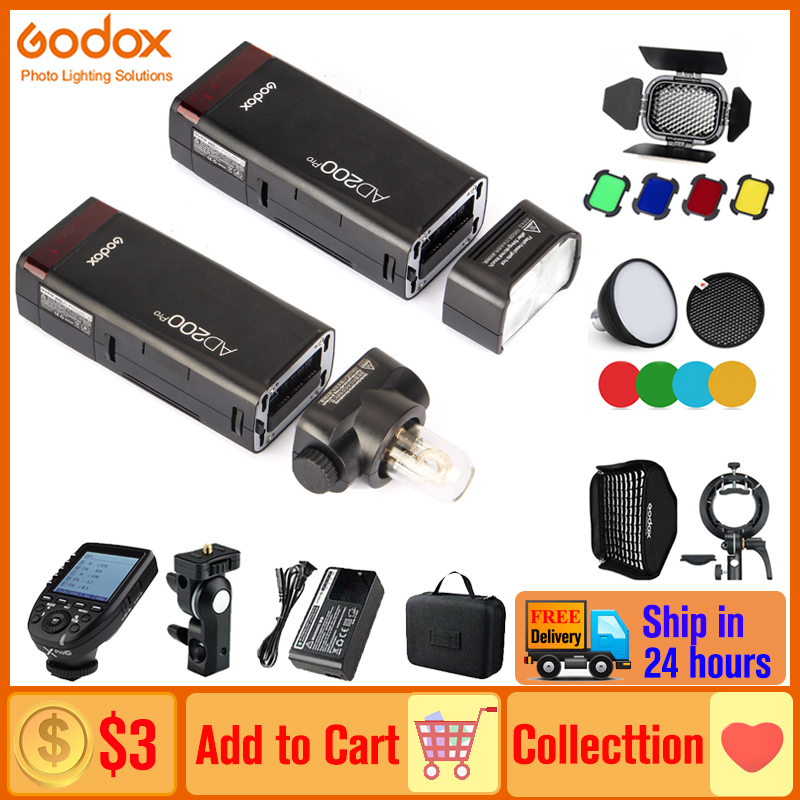 Godox AD200Pro Outdoor Flash Light 200Ws TTL 2.4G 1/8000 HSS 0.01-1.8s Recycling Speedlite with 2900mAh Battery Flash Strobe