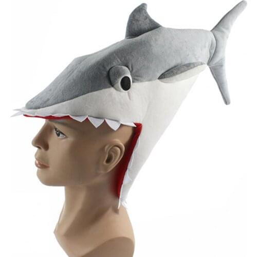 Halloween Prank Trick Joke Toy Dress Up Hat Super Soft Eye-catching Fabric Funny Party Animal Shark Hat for Party