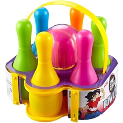 K5DD 6 Pins 1 Ball Kids Sports Bowling Ball Toy Set Colorful for Children