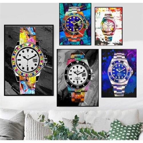 Nordic Style Artwork Colorful Watch Canvas Painting Posters and Prints Wall Art Pictures for Living Room Home Decor Cuadros