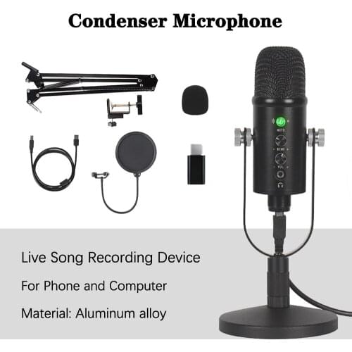 Condenser Microphone for Computer BM-86 USB Microphone Sound Card PC Live Streaming Bracket Recording Microphone