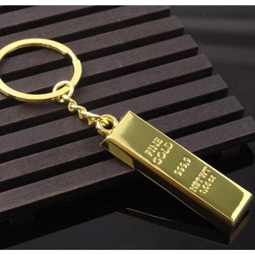 Creative Car Keychain Gold Bar Key Rings Decoration for Mitsubishi Pajero Land Rover freelander Mazda 626 Chrysler 200 Key Chain