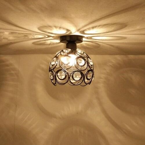 Round Living room Led ceiling light Modern Simple Creative K9 Crystal Stairs Corridor Aisle The study Bedroom Black Retro