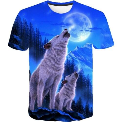 2021 Summer Mens 3D Printed Wolf Pack Punk Style Clothes Street Oversized T-Shirt Fashion O-neck Short-Sleeved T-Shirt