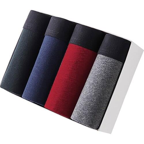 4pcs/lot Mens Underwear Mans Cotton Boxer Breathable Panties Solid Shorts Brand Underpants