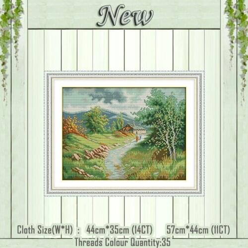 Country road scenery decor diy painting counted printed on the canvas DMC 11CT 14CT kits Cross Stitch embroidery needlework Sets