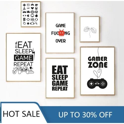 Video Game Wall Art Canvas Painting Posters Prints Gaming Room Decor Abstract Party Artwork Picture for Boys Room Decoration
