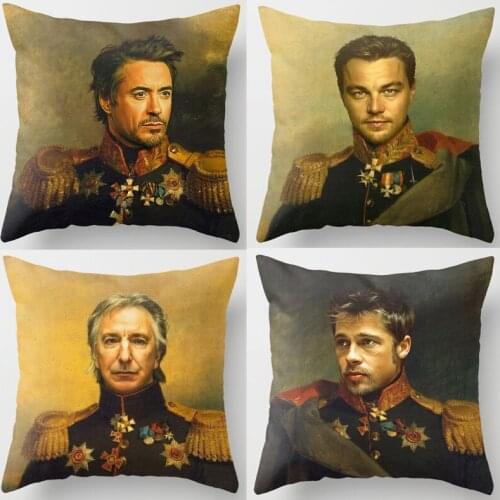 Will Smith Elvis Presley Cushion Covers Military Generals Oil Paint Pillow Cases 45X45cm Bedroom Sofa Decoration