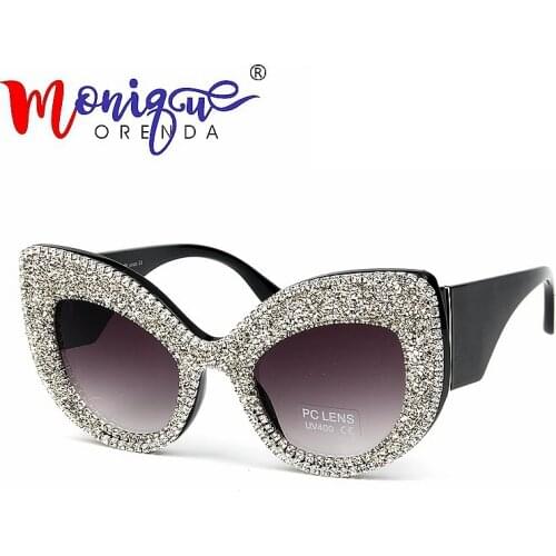New Oversize Cat Eye Sunglasses Women Brand Designer Luxury Rhinestone Black Eyeglasses Men Vintage Acetate Frame Sun Glasses