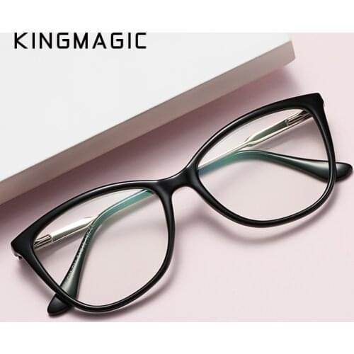 KINGMAGIC Anti Blue Light Cat Eye Glasses Frames Women TR90 Computer Eyeglasses for Ladies Bluelight Lens Gaming Eyewear