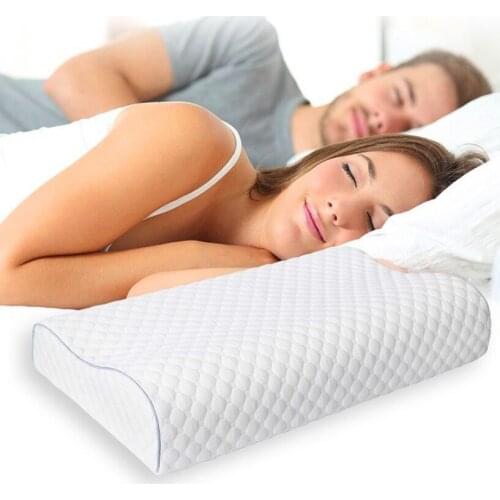 Memory Foam Bed Orthopedic Pillow for Neck Pain Sleeping with Embroidered Pillowcase Wave Shaped Relax The Cervical for Adult