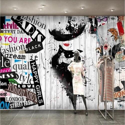 Custom Photo Wallpaper 3D Cool Graffiti Hand Drawn Beautiful Womens Clothing Store Tooling Backdrop Wall Mural Papel De Parede