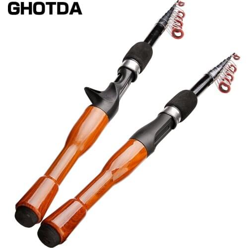 Telescopic Lure Fishing Rod Carbon Spinning Casting Baitcasting Mini Short Light Travel Lure Rod 1.3m 1.6m 1.8m