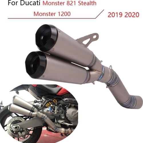 For Ducati Monster 821 Stealth 1200 2019 2020 Exhaust Pipe Motorcycle Dual-outlet Muffler Slip-on Mid Link Tube Titanium Alloy