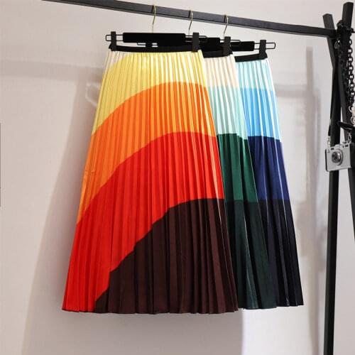 Pleated Skirt Women Print Cartoon Pattern Empire Elastic Women Skirt Big Swing Party Holiday high waist skirt