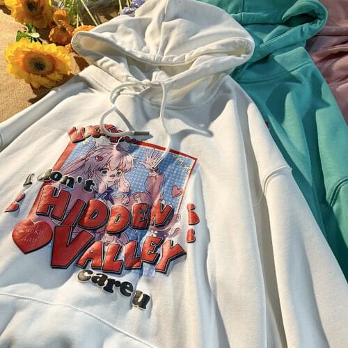 Kawaii Girl Anime Hoodie New Hip Hop Streetwear Oversized Designer Sweatshirt 2021Autumn Harajuku Fashion Tops Clothes for Teens