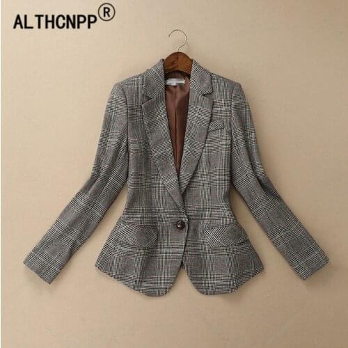 Women Blazers and Jackets Fashion Europe Plaid Blazer Casual Ladies Blazer Feminino Long Sleeve Women Suit Jacket Chaqueta Mujer