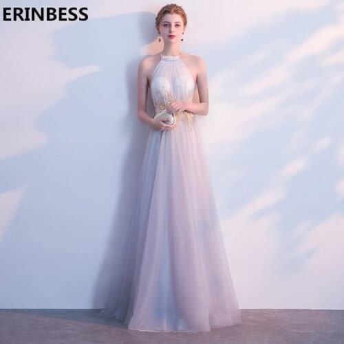 Vestidos De Festa Evening Dress Elegant Robe De Soiree Sexy Halter Neck Evening Dresses Long Dress A-line Party Gowns 2019