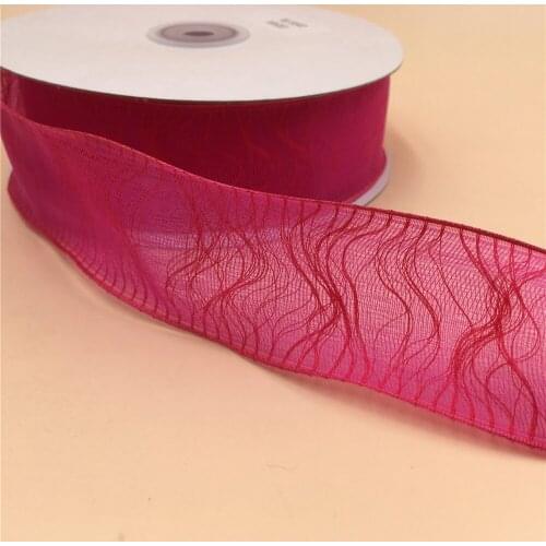 1-1/2" Christmas Ribbon Festival Wired Pink Ribbons for Decoration New Year Gift Wrapping 38MM 25Yards
