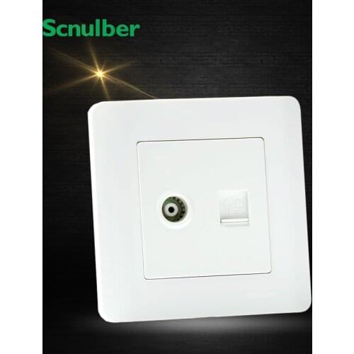 1 gang Television tv wall switch socket with 1 gang computer RJ45 8 core outlet