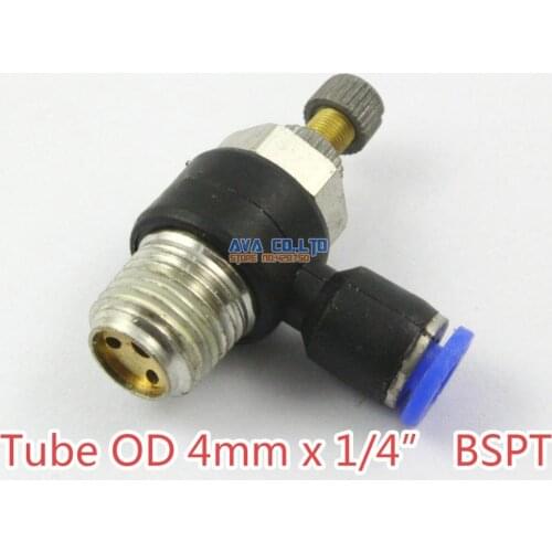 10 Pieces Tube OD 4mm x 1/4" BSPT Air Flow Control Valve Pneumatic Connector Push In To Connect Fitting
