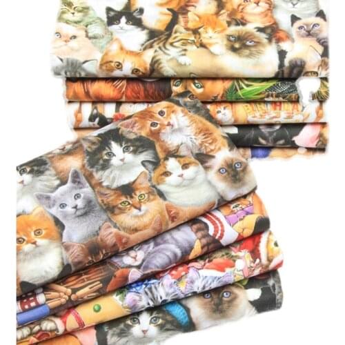 Cartoon Cats Print 100% Cotton Fabric for Boy Clothes Hometextile Cushion Cover Backpack Needlework Material Handmade Crafts DIY