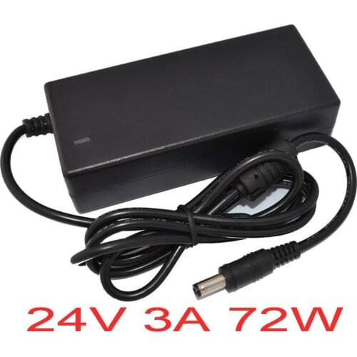 100PCS high quality 24V3A Adequate power AC 100V-240V Converter Adapter DC 24V 3A 3000mA Power Supply DC 5.5mm x 2.1-2.5mm Char