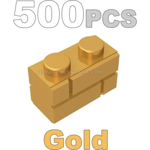 300/500PCS 1x2 Bricks Wall Brick Building Blocks Minifigues Mega Bloks 98283 6000066 MOC My City Street Houses Castle Gold
