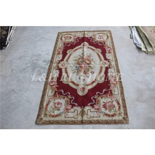 Free shipping 10K 3'x5' small carpets rugs needlepoint woolen rugs RED floral design area carpet rugs
