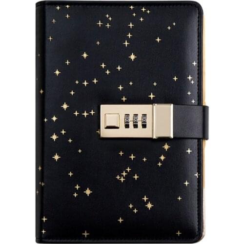 Diary 2021 Star Password Handbook Kawaii A6 Notebook Spiral Notepad DIY Agenda Lock Binder Business Note Book Gift Set+Pen+Tape