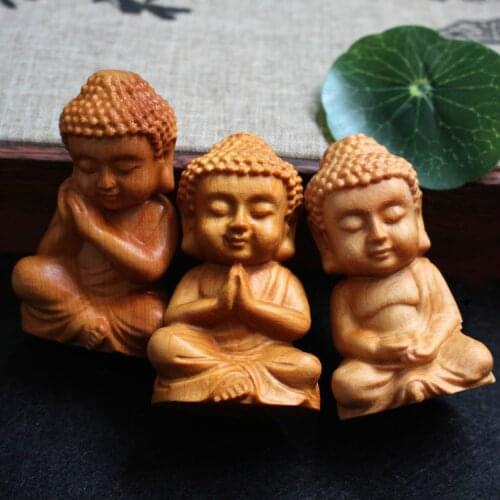 Aihang Yabai Buddhist Supplies Sakyamuni Sitting Buddha Wooden Ornaments Simple Style Crafts Home Decoration Accessories
