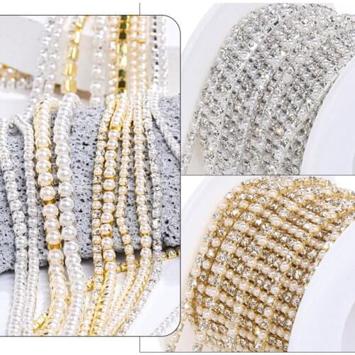 1 M Cup Chain ABS Pearl Chain SS6 SS8 SS12 Glue On Clothes Accessories Sew On Crafts Claw Crystal Rhinestone Chain