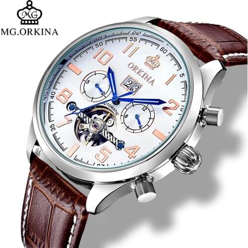 Top Luxury Brand Orkina Watch Men Mechanical Watches Luxury Tourbillon Automatic Mechanical Watches Leather Men Watches Reloj