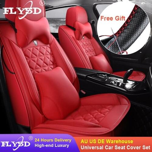 High-quality Leather 5 Seat Full Coverage Red Car Seat Cover For Sedan SUV Waterproof Car Seat Cover Protector Car Accessories