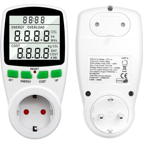 Digital LCD Energy Meter Power Analyzer Wattmeter Wattage Electricity Kwh Power Meter EU US UK AU French Measuring Outlet 40%off