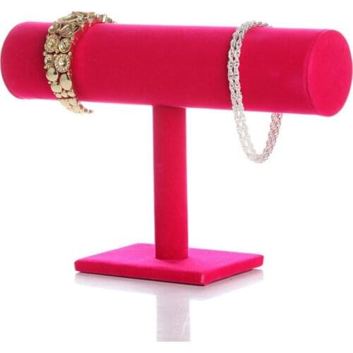 Hot Portable Velvet Bracelet Bangle Necklace Jewelry Display Stand Holder Organizer Fashion Watch Jewelry Organizer T-Bar Rack
