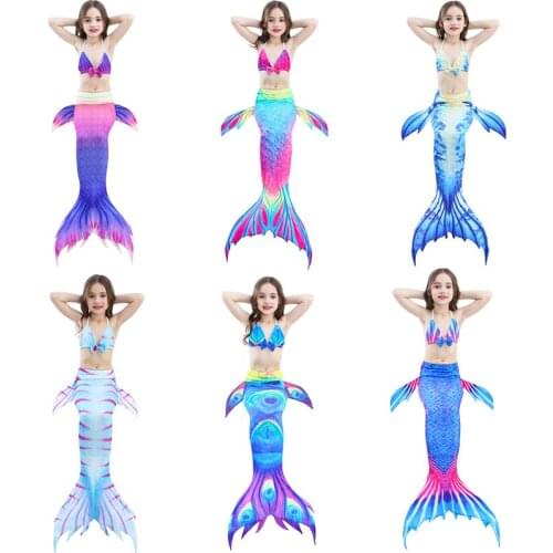 2021 Girls Swimmable Mermaid Tail Princess Dress Kids Holiday Mermaid Costume Christmas Birthday Party Cosplay Swimsuit Swimwear